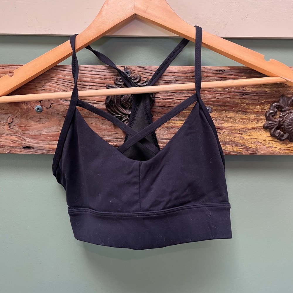 NVGTN Women Black Strappy Racerback Sports Bra Size Small Workout Gym Activewear - Picture 1 of 4